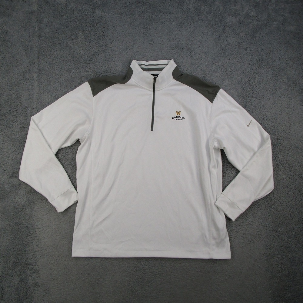 Nike Golf Bandon Trails Dri-FIT 1/4 Zip Pullover Mens 2XL White Grey 585777-100